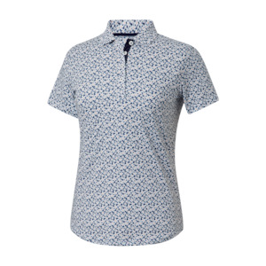 Womens: 2025 FootJoy Women's Flower Print Polo - Navy / White / Sunset
