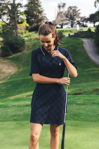 2025 Huffer Women's Check Polo Dress - Navy