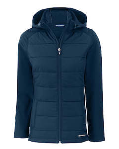 2025 Cutter & Buck Women's Evoke Hybrid Hooded Jacket - Navy