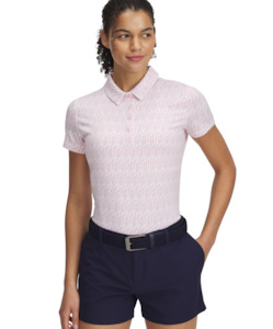 2025 Under Armour Women's Playoff 3.0 Print Polo - Prime Pink/White/Downpour Grey