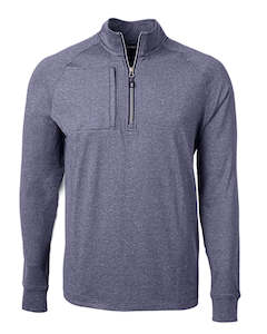 2025 Cutter & Buck Men's Adapt Eco Heather 1/2 Zip Pullover - Navy Blue Heath