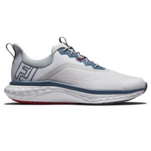Golf Shoes: 2025 FootJoy Men's Quantum Textile Golf Shoe - White/Blue/Red