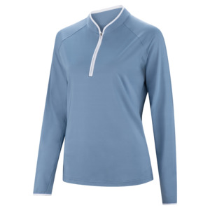 Womens: FootJoy Women's Quarter Zip Long Sleeve Sun Protection Shirt - Blue Stone