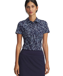 2025 Under Armour Women's Playoff 3.0 Printed Polo - Midnight Navy/Blue Smoke/Blue Calm