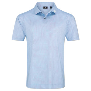 Footjoy: FootJoy Men's Bracket Print Lisle Polo - Air Blue