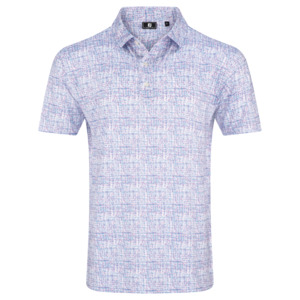 Footjoy: FootJoy Men's Tweed Print Lisle Polo - White/High Tide