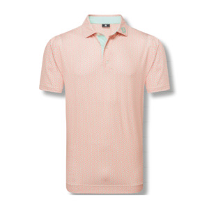 FootJoy Men's Citrus Print Lisle Polo - Orange/Pistachio