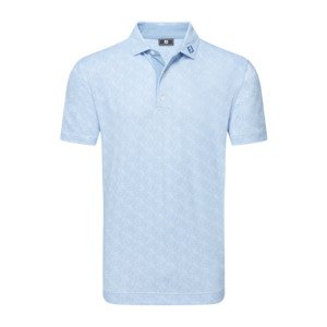 Footjoy: FootJoy Men's Speckle Print Pique Polo - Blue Jay/White