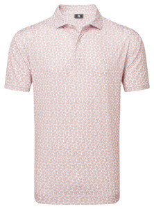 Footjoy: FootJoy Men's Floral Stretch Print Lisle Polo - Orange/White