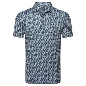 Footjoy Bronte Collection: 2025 FootJoy Men's Floral Sketch Lisle Polo - White/Navy
