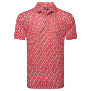 2025 FootJoy Men's Flower Stretch Lisle Polo - White/Hibiscus