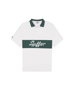 Huffer Golf Men's Par Line Short Sleeve Polo - Chalk/Golf Green