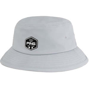 Golf Headwear: Ping Bucket Hat - Light Grey