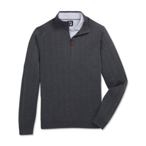 Footjoy: 2026 FootJoy Men's Wool Blend Drop Needle Lined Pullover - Charcoal