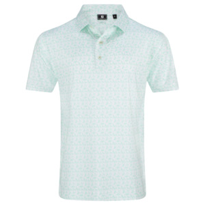 Footjoy: 2026 FootJoy Men's Vintage Floral Lisle Polo - White/Seafoam