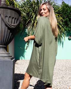 Womens Tops: ALBA Maxi Shirt Olive