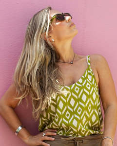 NILA Tank Top Lime Ikat