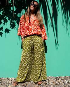 OLIVIA Pants Lime Ikat