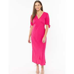 Leila Luca: Smart Dress - Hot Pink Linen (LL3397-4)