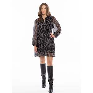 Leila Luca: Renew Mini Dress - Black Blush Sheer Floral (LL3443-2)