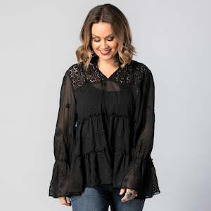Drama The Label: Daisy Blouse - Black Embroidery