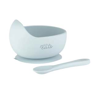 Petite Eats: Petite Eats Silicone bowl + Spoon - Sky Blue