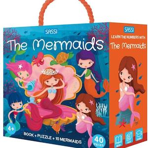 Sassi: 3D Puzzle and Book Set - Learn Numbers / Mermaids, 40 pcs