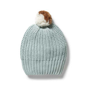 Kids Headwear: Duck Egg Organic Knitted Hat