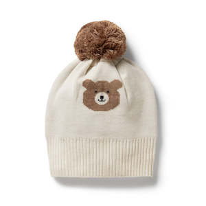 Kids Headwear: Beary Cute Organic Knitted Jacquard Hat
