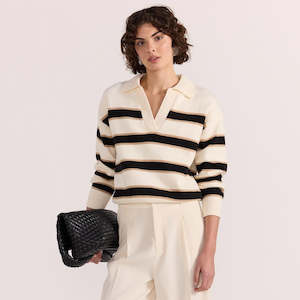 Hudson Polo Jumper - Cream/Black