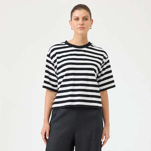 Eb Ive: Studio Stripe Tshirt - Ebony