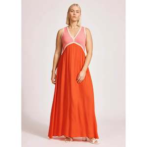 Alegria Spliced Maxi Dress - Cameo/Coral