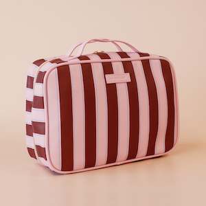 Burgundy Stripe Cosmetic Bag