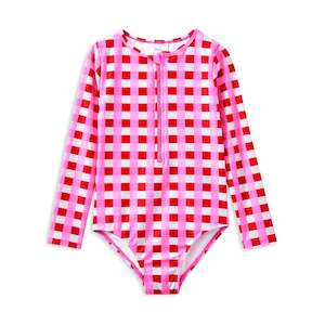 Milky: Lollipop Check Long Sleeve Swimsuit