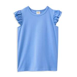 Blue Broderie Frill Tee