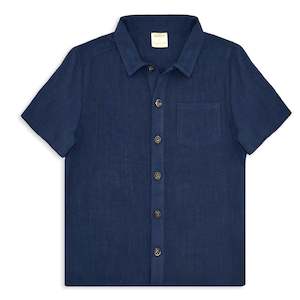 Milky: Linen Shirt - Navy