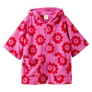 Milky: Red Floral Terry Towelling Cover Up