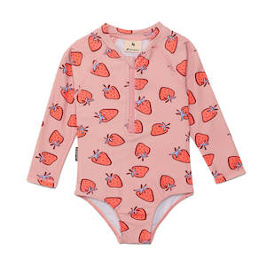 Long Sleeve Swimsuit - Strawberry Splash