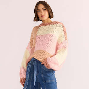 Minkpink: Marcella Colour Block Sweater - Blush