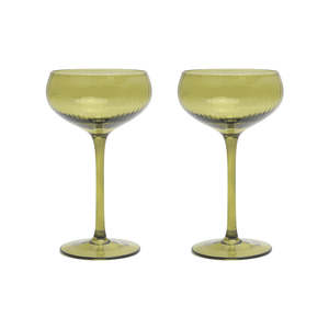 Gifts For Her: The Lou Coupe Glasses - Olive (Set of 2)
