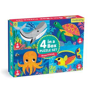 Mudpuppy: 4-in-a-box Puzzle Sets - Ocean Friends