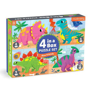 Mudpuppy: 4-in-a-Box Puzzle Sets - Dino Friends