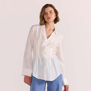 Staple The Label: Amara Pintuck Shirt - White
