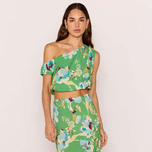 Zoe Crop Top - Green Floral