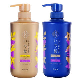 Ichikami Shampoo & Conditioner Pair Set (Damage Repair & Color Care) 480ml + 480g