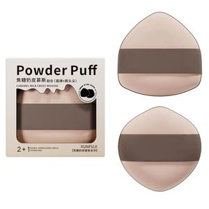 Makeup Tools: Caramel Milk Crust Mousse Powder Puff Set – [Double Headed Shape] 2pcs Boxed Pack
