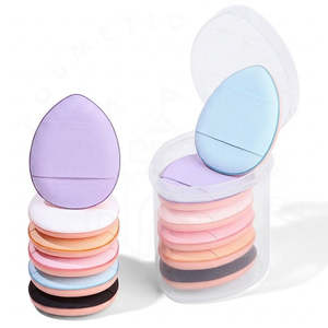 Makeup Tools: Cushion Thumb Powder Puff – Mixed Colors (6pcs) + Storage Case