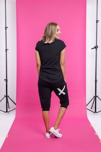 Home Lee: Home-Lee | Black with White X 3/4 Apartment Pant