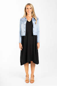 Pq Collection: PQ Collection | Light Blue Frayed Denim Jacket