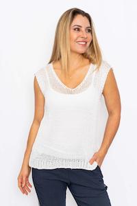 The Italian Closet | White Velma Knit Sleeveless Top